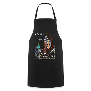 Füssen im Allgäu, Bavaria - Cooking Apron - black - Front - AI Model Male 185 dark (185cm)