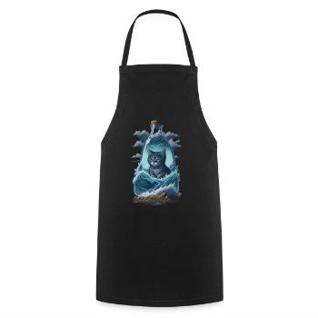 Cat - Cooking Apron - black - Front - AI Model Male 185 dark (185cm)