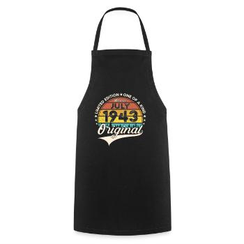 80th Birthday Man Born In July Born 1943 - Cooking Apron - black - Front - AI Model Male 185 dark (185cm)