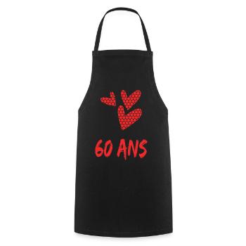 60. 60 ANS. 60e ANNIVERSAIRE. ANNIVERSAIRE 60 ANS. - Tablier de cuisine - noir - Devant - AI Model Male 185 dark (185cm)
