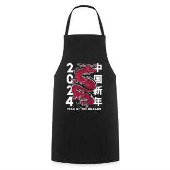 Nouvel An chinois 2024, Année du Dragon - Tablier de cuisine - noir - Devant - AI Model Male 185 dark (185cm)