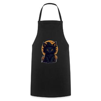Cat Black Cat Halloween - Cooking Apron - black - Front - AI Model Male 185 dark (185cm)