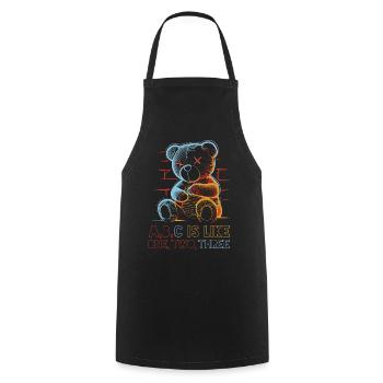 Ours aimant avec dessin de l’alphabet - Tablier de cuisine - noir - Devant - AI Model Male 185 dark (185cm)