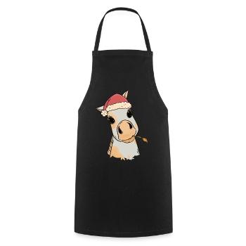Poulain bébé Noël cadeau de Noël cheval fou - Tablier de cuisine - noir - Devant - AI Model Male 185 dark (185cm)