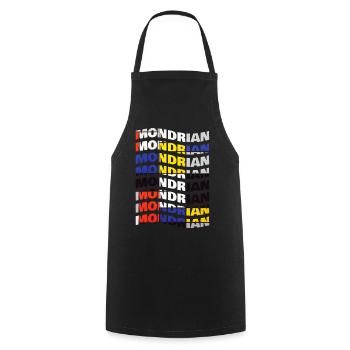 T-shirt effet texte vague Mondrian - Tablier de cuisine - noir - Devant - AI Model Male 185 dark (185cm)