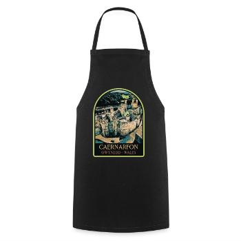 Illustration Caernarfon Castle, Wales, UK - Cooking Apron - black - Front - AI Model Male 185 dark (185cm)