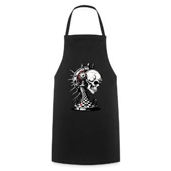 Chess Skull // Skull Chess Piece FS0038 - Cooking Apron - black - Front - AI Model Male 185 dark (185cm)