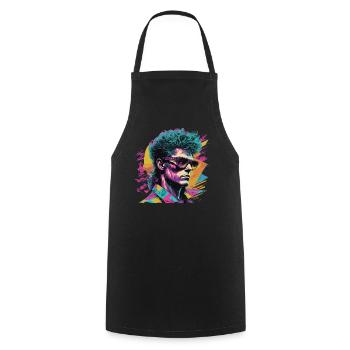 Retro Pop Art Portrait on Colorful Background - Cooking Apron - black - Front - AI Model Male 185 dark (185cm)