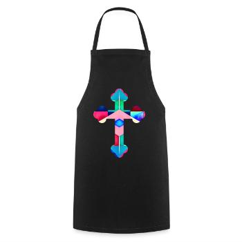 Colorful cross t-shirt Kreuz cross cruz croix - Cooking Apron - black - Front - AI Model Male 185 dark (185cm)