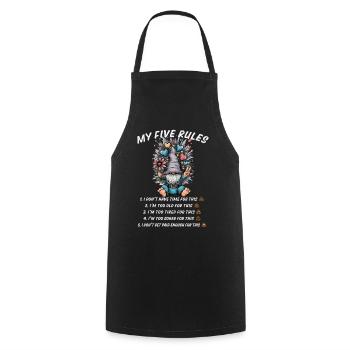 5 règles d’un gnome amusant - Tablier de cuisine - noir - Devant - AI Model Male 185 dark (185cm)