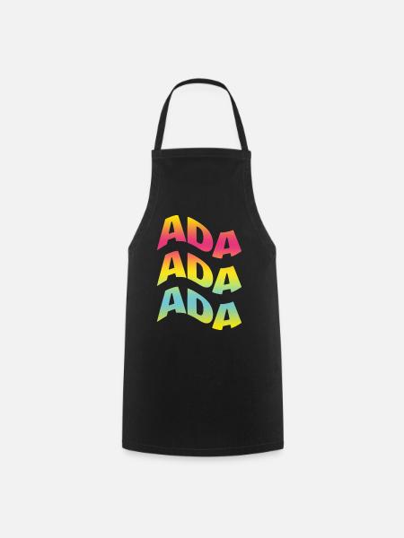 Ada T-Shirt Text Welleneffekt T-Shirt Geschenk - Kochschürze - Schwarz