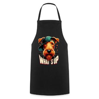 Irish Terrier Was geht ab Gangsta Hund Geschenk - Kochschürze - Schwarz - Vorne - AI Model Male 185 dark (185cm)