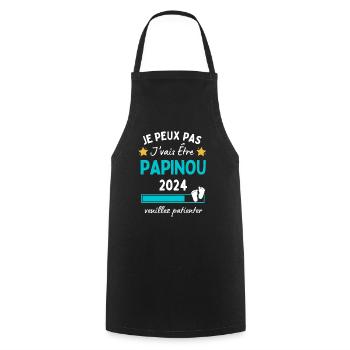Je peux pas j'vais être Papinou 2024 Futur Papy - Tablier de cuisine - noir - Devant - AI Model Male 185 dark (185cm)