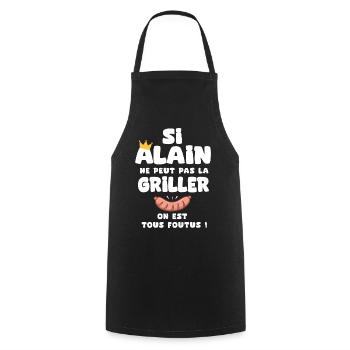 Alain roi barbecue cadeau alain fêtes - Tablier de cuisine - noir - Devant - AI Model Male 185 dark (185cm)