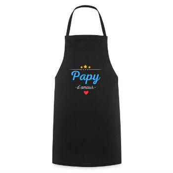 Papy d'amour cadeau personnalisé Grand-père - Tablier de cuisine - noir - Devant - AI Model Male 185 dark (185cm)