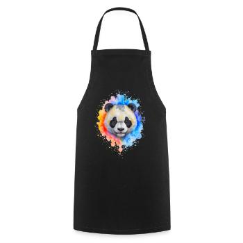 Wasserfarben Panda Splash - Kochschürze - Schwarz - Vorne - AI Model Male 185 dark (185cm)
