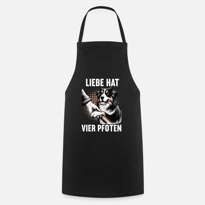 Liebe hat Vier Pfoten Australian Shepherd Aussie - Kochschürze - Schwarz