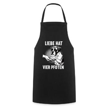 Liebe hat Vier Pfoten Boxer Boxerhalter Boxerhund - Kochschürze - Schwarz - Vorne - AI Model Male 185 dark (185cm)