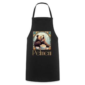 Pelmeni Bear Russian Gift - Cooking Apron - black - Front - AI Model Male 185 dark (185cm)