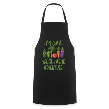 ICH BIN AUF EINEM VIGGI-TASTISCHEN ABENTEUER, VEGAN LUSTIG - Kochschürze - Schwarz - Vorne - AI Model Male 185 dark (185cm)