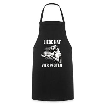 Liebe hat Vier Pfoten Deutsche Dogge Doggen - Kochschürze - Schwarz - Vorne - AI Model Male 185 dark (185cm)
