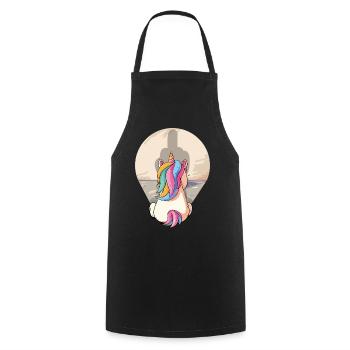 Unicorn Shadow Middle Finger, Unicorn, Mythical Creature - Cooking Apron - black - Front - AI Model Male 185 dark (185cm)