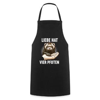 Liebe hat Vier Pfoten Frettchen Frettchenhalter - Kochschürze - Schwarz - Vorne - AI Model Male 185 dark (185cm)