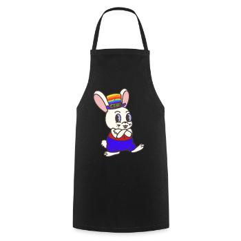 Regenbogen Kaninchen Hase LGBT Gay Pride Hasen - Kochschürze - Schwarz - Vorne - AI Model Male 185 dark (185cm)