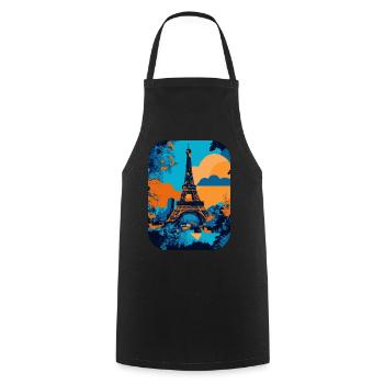 Eiffelturm – minimalistisch 🗼 - Kochschürze - Schwarz - Vorne - AI Model Male 185 dark (185cm)