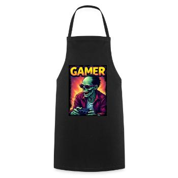 Zombie Gamer mit Controller - Kochschürze - Schwarz - Vorne - AI Model Male 185 dark (185cm)