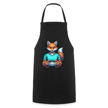 Fuchs am Zocken: Dein tierischer Gamer-Kumpel! - Kochschürze - Schwarz - Vorne - AI Model Male 185 dark (185cm)