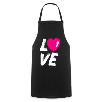 Love Love Heart Pink Wedding Comic Brush J’adore - Tablier de cuisine - noir - Devant - AI Model Male 185 dark (185cm)