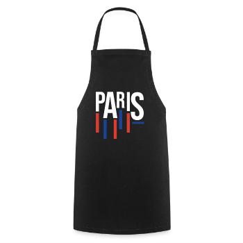 Blau Rotes Paris Souvenir - Hommage an Frankreich - Kochschürze - Schwarz - Vorne - AI Model Male 185 dark (185cm)
