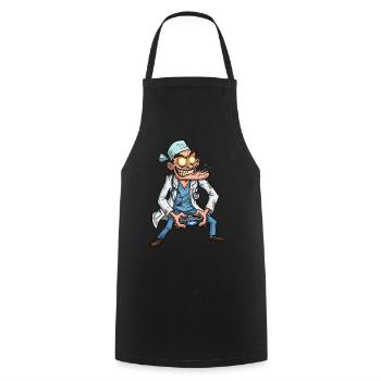 Mad Doctor Gamer | Gambles day & night - Cooking Apron - black - Front - AI Model Male 185 dark (185cm)