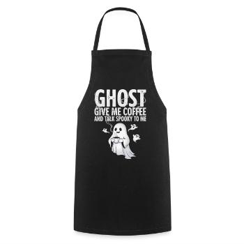 Gruselige Kaffeegeist-Illustration - Kochschürze - Schwarz - Vorne - AI Model Male 185 dark (185cm)