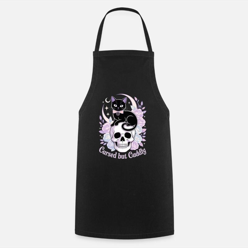 Motif de chats et d'os mystiques - Tablier de cuisine - noir