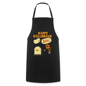 Halloween Cartoon Pumpkin Ghost - Cooking Apron - black - Front - AI Model Male 185 dark (185cm)