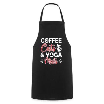 Coffee Cats Yoga mats - Cooking Apron - black - Front - AI Model Male 185 dark (185cm)