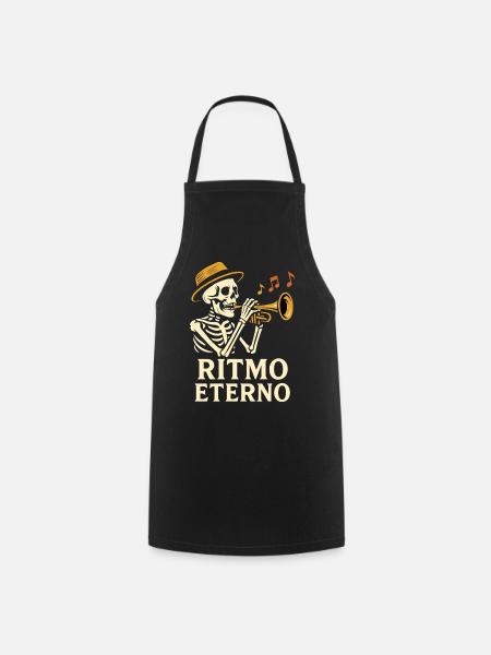 Ritmo Eterno: Jazz/Latin trumpeter skeleton - Cooking Apron - black