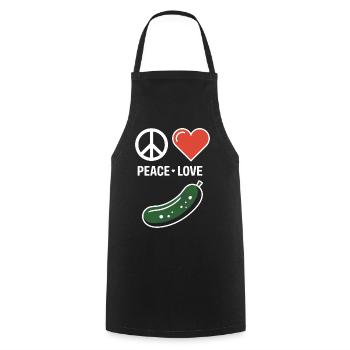 Peace Love Cucumber Drôle de cornichon Dicton - Tablier de cuisine - noir - Devant - AI Model Male 185 dark (185cm)