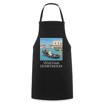 Venetian_Honeymoon_Gondel - Cooking Apron - black - Front - AI Model Male 185 dark (185cm)