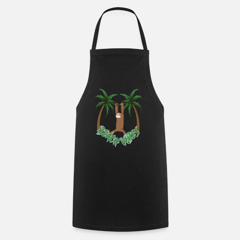 Beach Vibes Sloth - Cooking Apron - black