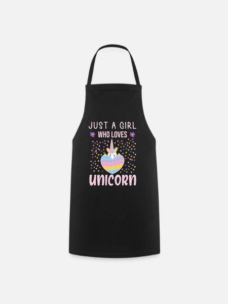 Just a girl who loves unicorn - Cooking Apron - black