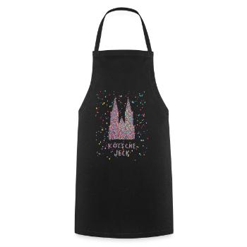 Cologne Jeck Cathédrale de Cologne Carnaval Confettis - Tablier de cuisine - noir - Devant - AI Model Male 185 dark (185cm)