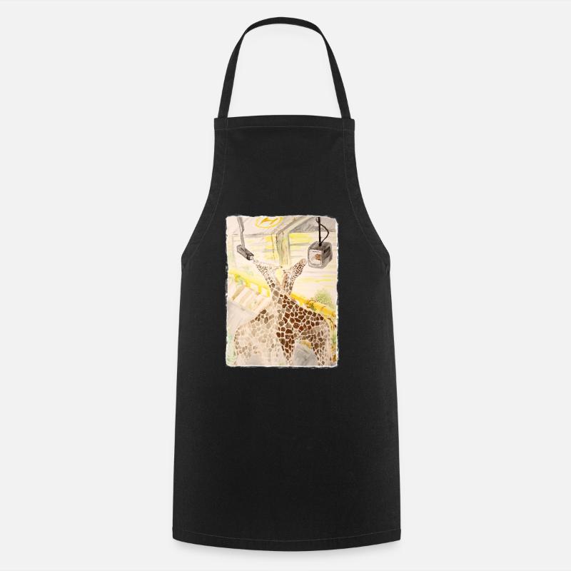 Girafe au milieu du transit au néon - Tablier de cuisine - noir