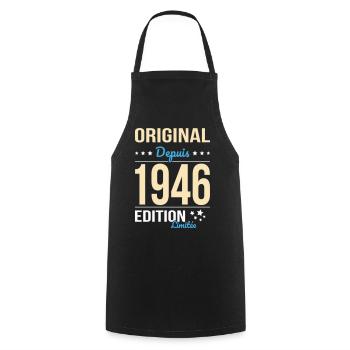Original seit 1946 – 80-jähriges Jubiläum - Kochschürze - Schwarz - Vorne - AI Model Male 185 dark (185cm)