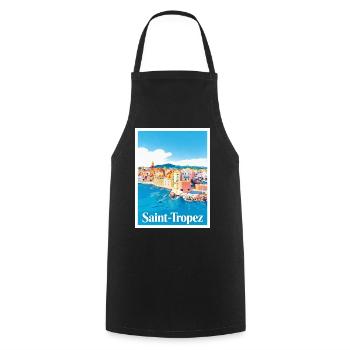 Saint-Tropez Côte d'Azur - Kochschürze - Schwarz - Vorne - AI Model Male 185 dark (185cm)