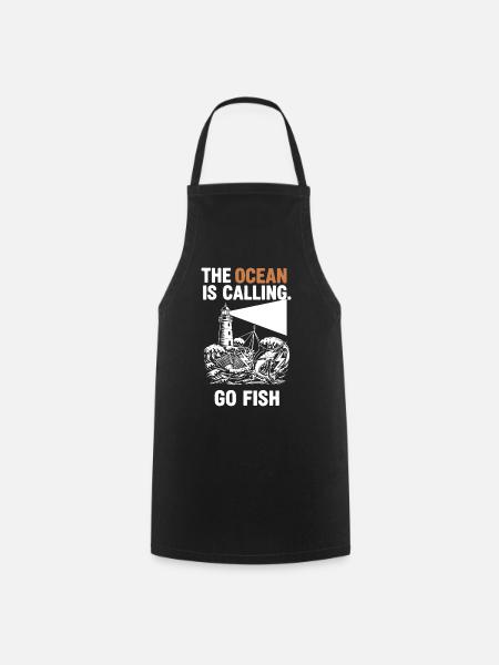Pêche Mer Ocean Go Fish - Kochschürze - Schwarz