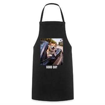 Good Day Shiba Inu Dog Meme Positive Vibes - Cooking Apron - black - Front - AI Model Male 185 dark (185cm)