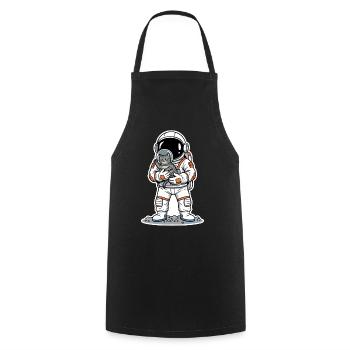 Grauer Katzen-Weltraumastronaut kuschelig niedlich - Kochschürze - Schwarz - Vorne - AI Model Male 185 dark (185cm)